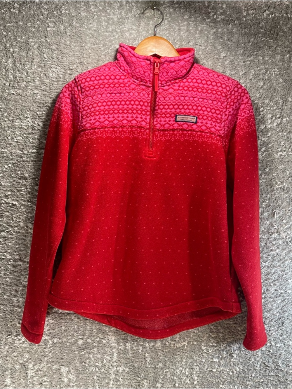 Vineyard Vines Fair Isle Shep Shirt S Red Pink Sweater Sweatshirt Preppy Cozy
